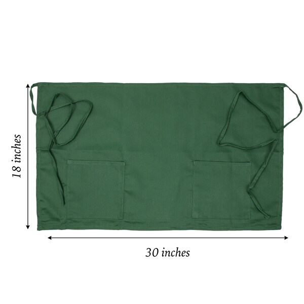 Monarch Half Bistro Aprons Hunter Green , 12PK - BISTROHLF-HGR