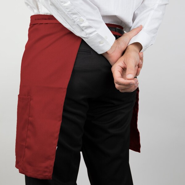 Monarch Half Bistro Aprons Burgundy , 12PK - BISTROHLF-BUR