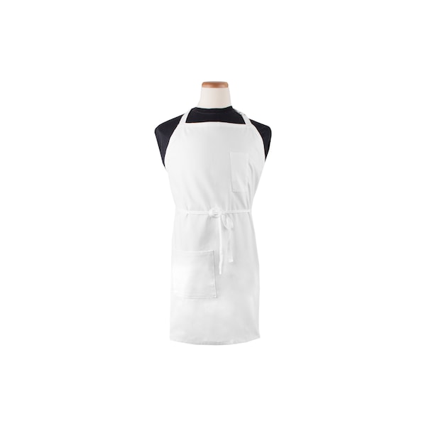 Ritz Chef's LinePRO Bib Apron 11.5" neckline 32" wide waist + 35" strings 32.5" White - CL2PBIAWH-1