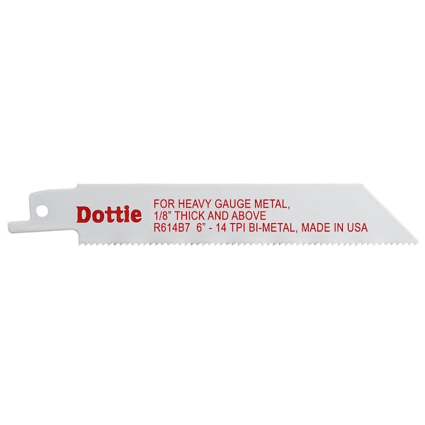 Dottie 6" L x Heavy Gauge Metal, 1/8" Thickness and Above Cutting Reciprocating Saw Blade - R614B7