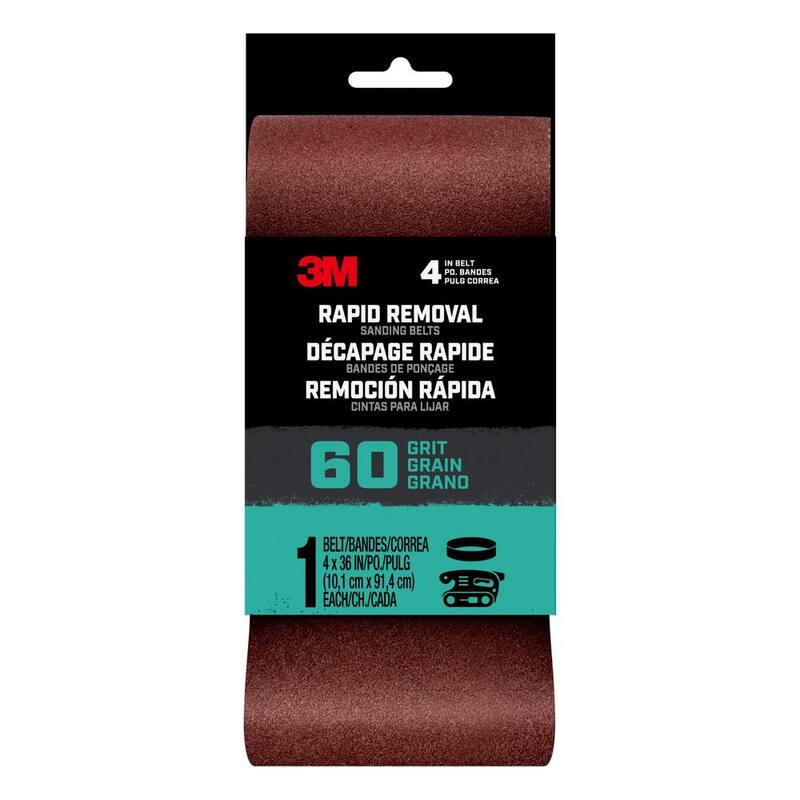 Remoción Rápida de 3M 4 pulg. x 36 pulg. Correa de Lijado a Poder, 60 Granos (1 Paquete) - CORREA4X361PK60