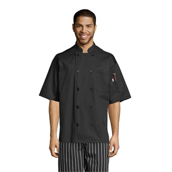 Uncommon Threads Unisex Endura Pro Vent Chef Coat with Mesh, Black - Large - 0429P-0104