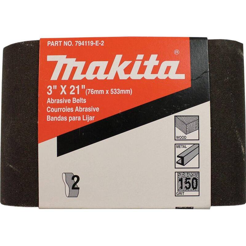 Makita 3 in. x 21 in. 150-Grit Cinturón Abrasivo (paquete de 2) - 794119-E-2