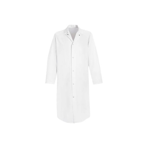 Vf Imagewear Red Kap Gripper-Front Butcher Frock W/o Pockets, White, Polyester/Cotton Twill, L - 4006WHRGL