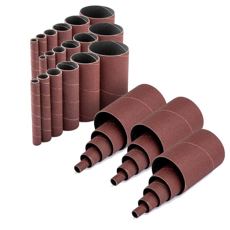 Mangas de lija de óxido de aluminio de 4.5 pulgadas para lijadora de husillo en 6 tamaños con granos surtidos 80,120,240 (paquete de 36)