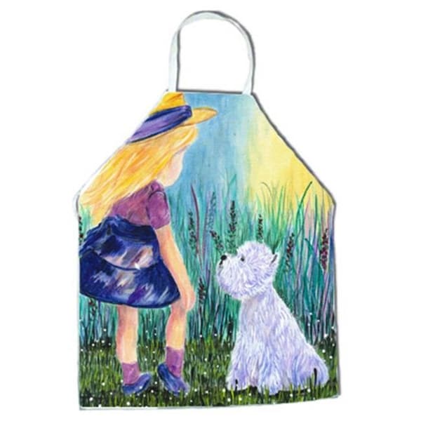 Carolines Treasures Carolines Treasures SS8351APRON Little Girl with Westie Apron - 27 x 31 in. - SS8351APRON