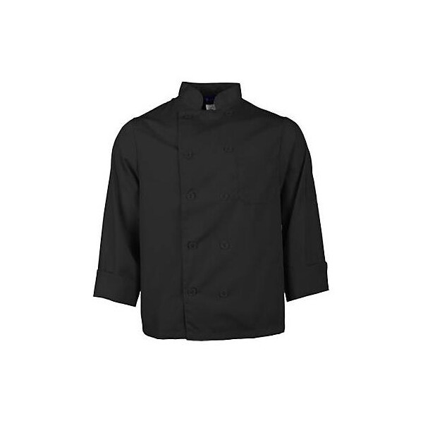Kng XS Lightweight Long Sleeve Black Chef Coat - 2577BLKXS