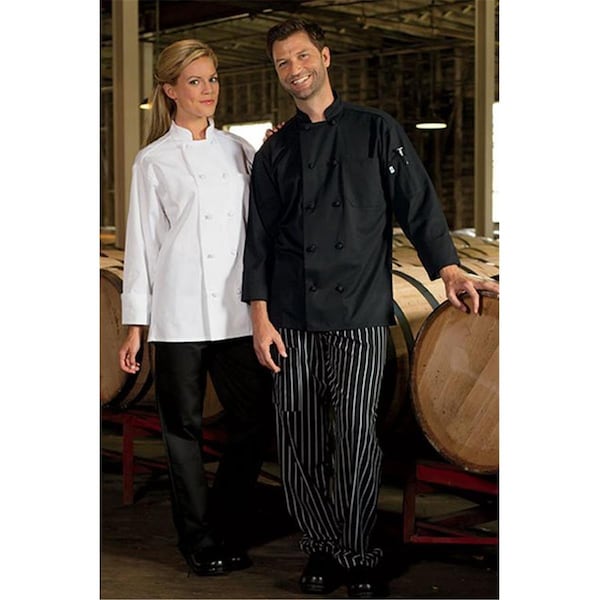Nathan Caleb Classic 10 Knot Chef Coat in Black Small - NA608904