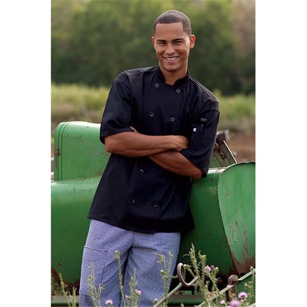 Nathan Caleb Montego Chef Coat Short Sleeve with Mesh in Black - 5XLarge - NA2487322
