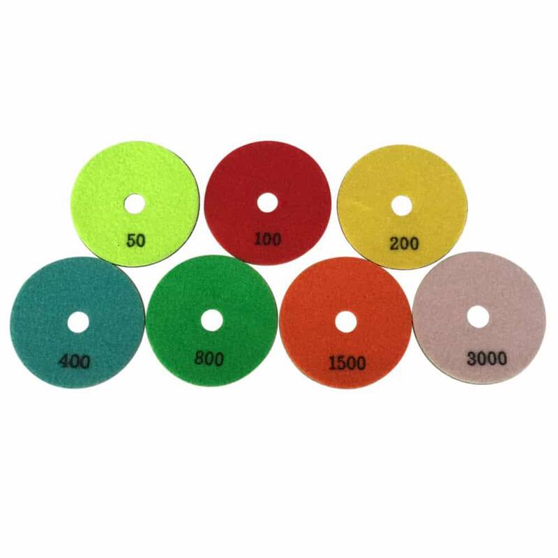 Juego de almohadillas de pulido de diamante en seco de 7 pulgadas para piedra y concreto, #50, #100, #200, #400, #800, #1500, #3000 Grit - RDP7512481530
