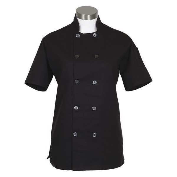 Fame (A Delta Plus Group Company) Chef Coat, Womens, Black, C100PS, S/S, SM - 83206