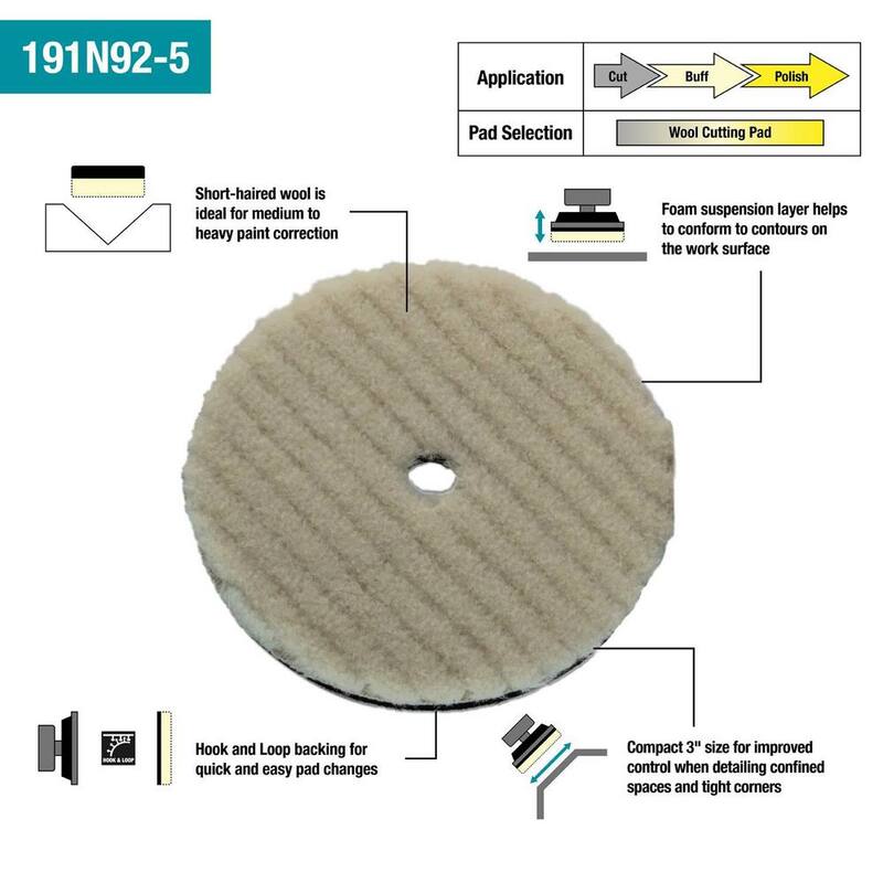 Makita 3 pulgadas Hook and Loop Almohadilla de corte de lana de pelo corto - 191N92-5
