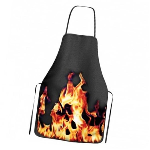 Fun Landscaping Fun Landscaping FL119BBQA Barbecue Apron Black with Flames; Black - FL119BBQA