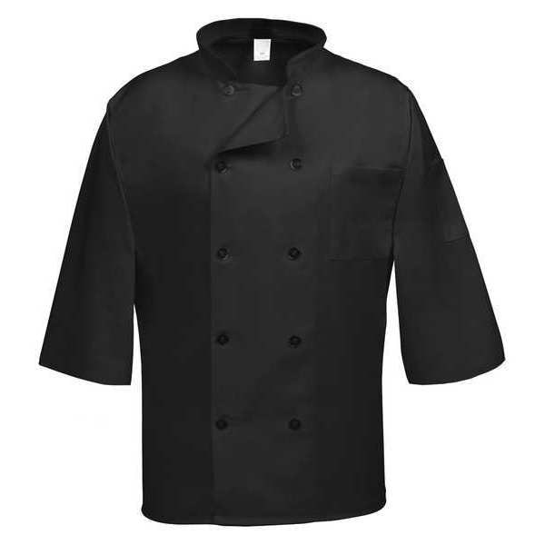 Fame (A Delta Plus Group Company) Chef Coat, C10P-3/4 Sleeve, Black, XL - 83222