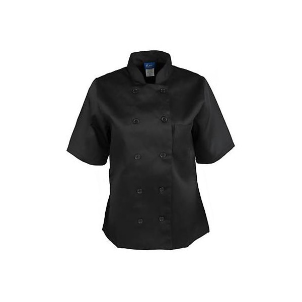 Kng XS Women's Black Short Sleeve Chef Coat - 1875XS