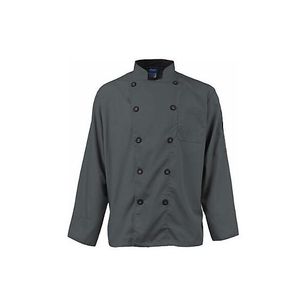Kng XS Men's Active Slate Long Sleeve Chef Coat - 2122SLBKXS