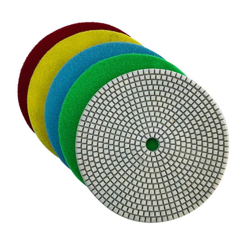 Juego de 5 almohadillas de diamante húmedas de resina blanca de 7 pulgadas para pulido 50,100,200,400,800 grano - RWS751248_THD