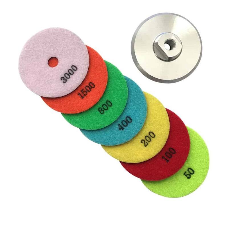 Juego de Pads de Pulido de Diamante Seco de 6 pulgadas para Piedra y Concreto, (#50 a #3000 Grit) con Almohadilla de Respaldo de Aluminio - RDP6512481530A