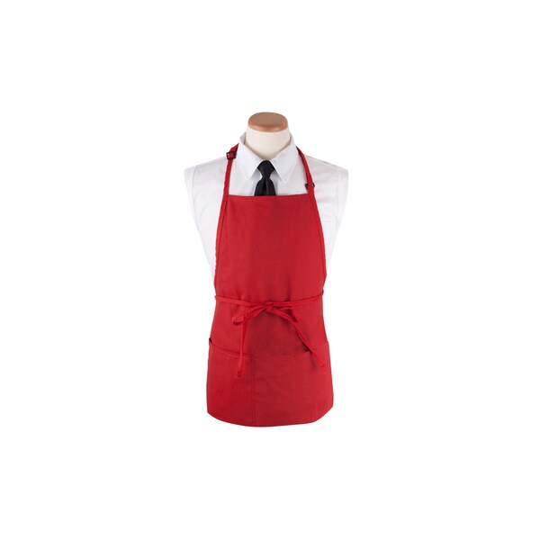 Ritz Chef's LineBib Apron (3 pockets + pen pocket) 26x23 Red - CL3PBIARDFP-1