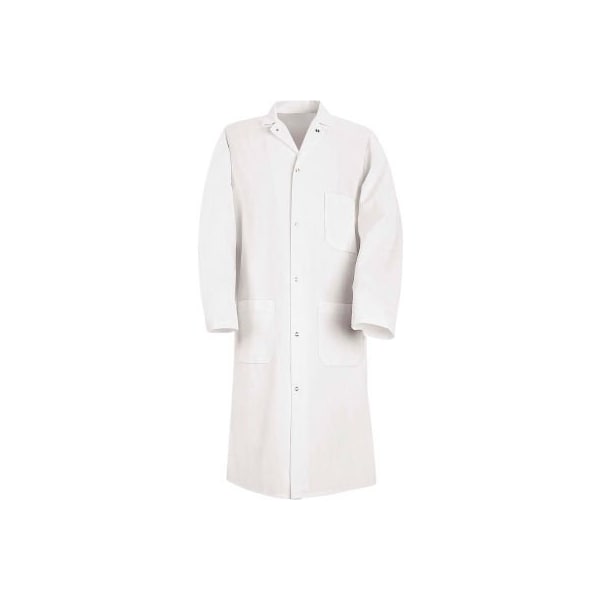 Vf Imagewear Red Kap Gripper-Front Butcher Coat W/Exterior Top Pocket, Spun Polyester, White, L - KS62WHRGL