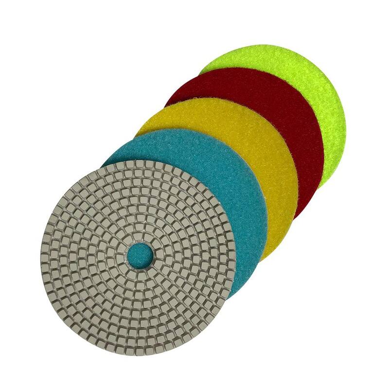 Set de almohadillas de pulido de diamante húmedo de resina blanca de 5 pulgadas con granulometrías de 50, 100, 200, 400 y 800 (5 piezas) - RWS551248_THD