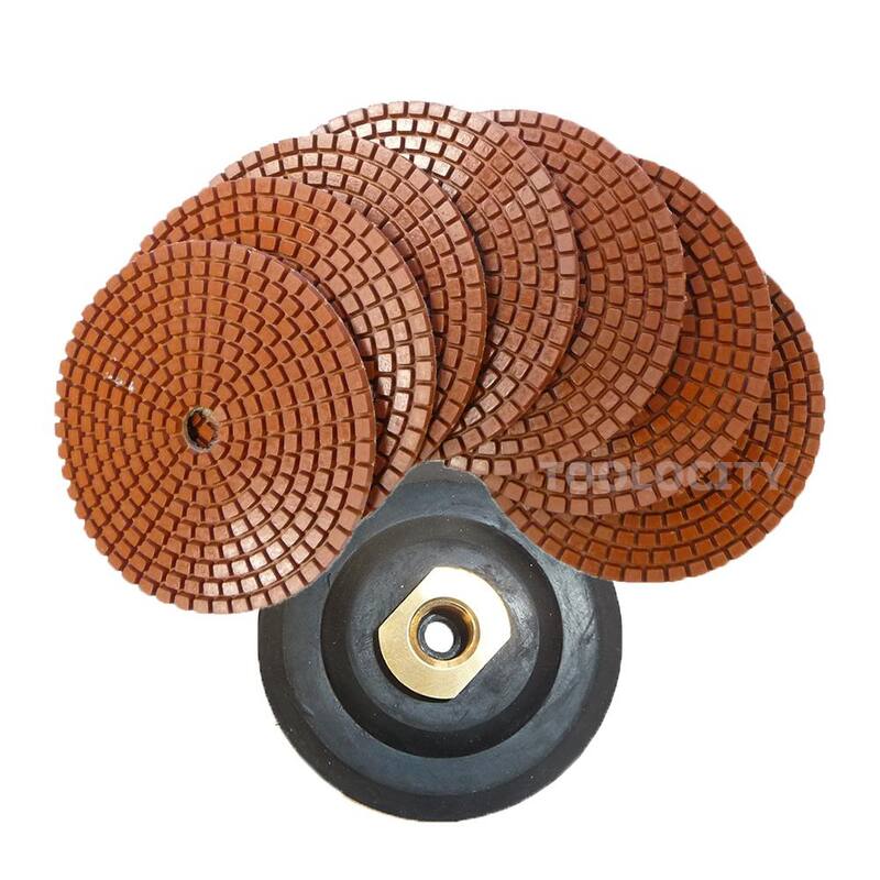 Set de 7 piezas de pads de pulido de diamante enlazado de metal de 5 pulgadas Toolocity con soporte posterior semirrígido para pulir granito/concreto - JHXR225SET7-1