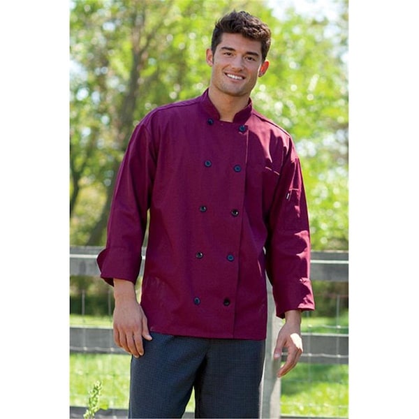 Nathan Caleb Moroccan Chef Coat 10 Buttons in Burgundy - 3XLarge - NA2071921