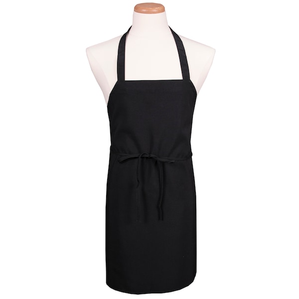 Chef Revival Chef 24/7Bib Apron 28" x 34" - No Pockets - Black - 600PS-NP-BK