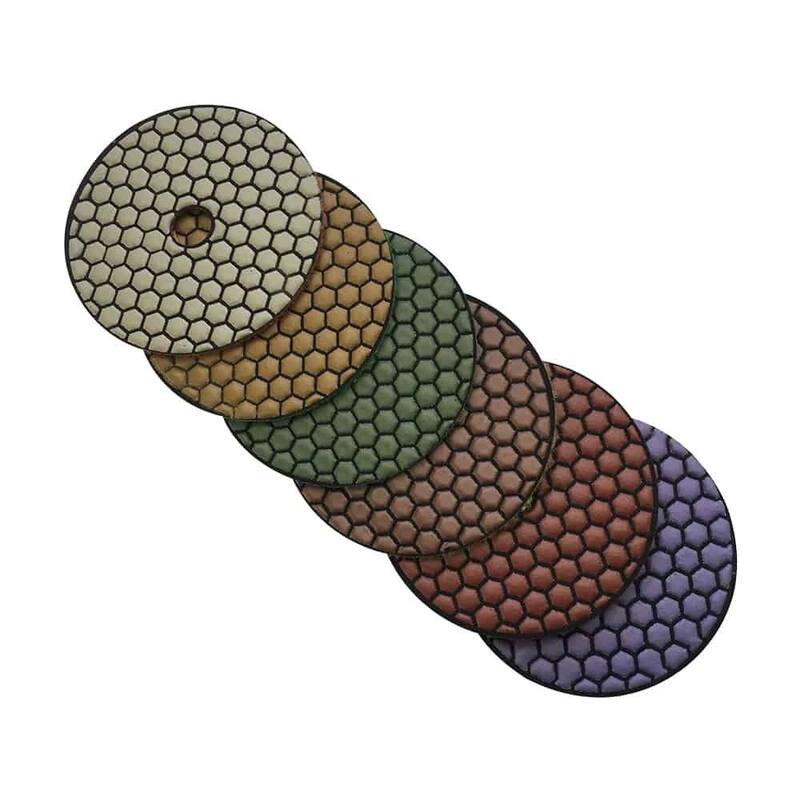 Juego de almohadillas de pulido de diamante en seco de 4 pulgadas para piedra y concreto, #50, #100, #200, #400, #800, #1500, #3000 Grit - RDP4512481530