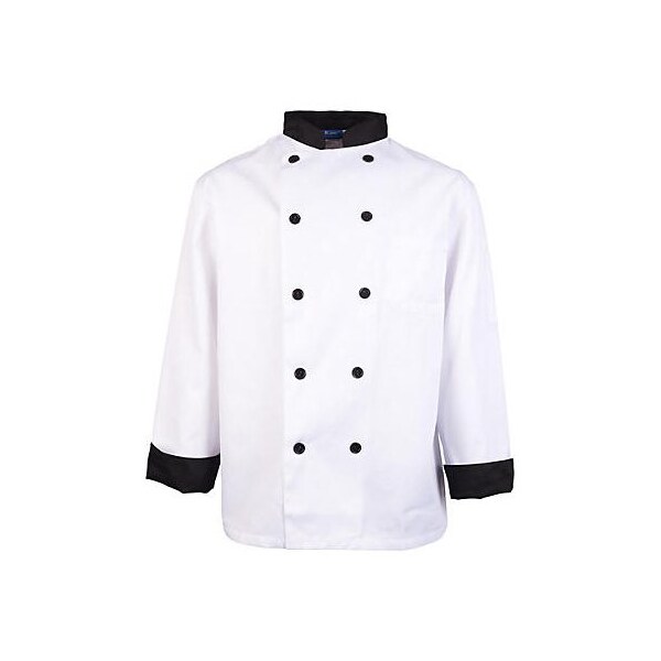 Allpoints Kng Xl Chef Coat Executive, Black Trim - 1048XL