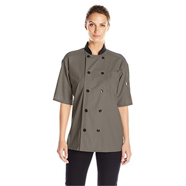Vtex Uncommon Threads Womens Havana Chef Coat SS Mesh, Olive - Extra Large - VT598922
