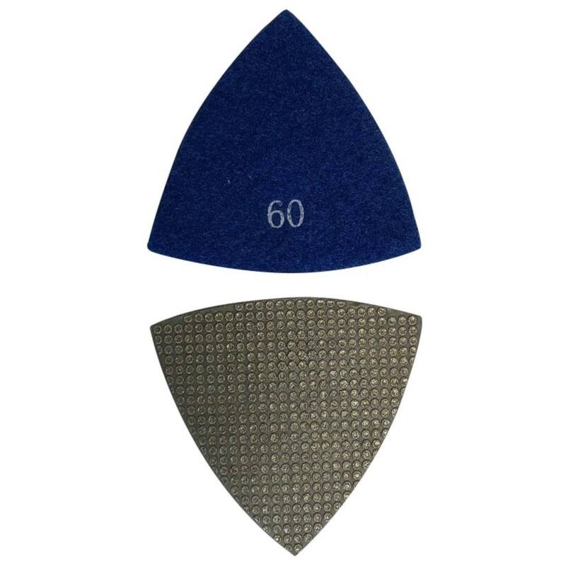 Almohadillas de molienda triangular de 3 pulgadas para herramientas oscilantes, diamante electrochapado, altura de segmento de 3 mm, grano #60 - TDP30060_THD