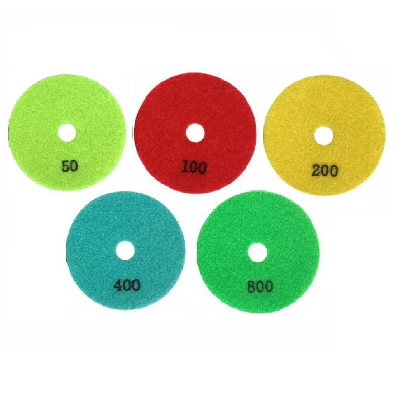 Set de almohadillas de pulido de diamante en seco de 4 pulgadas para piedra y concreto, (#50 a #800 de grano) con respaldo de aluminio - RDP451248A