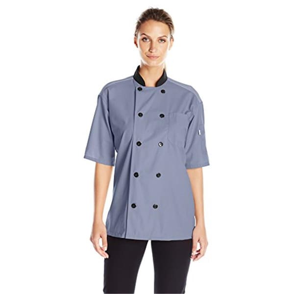 Charlotte Madison Uncommon Threads Womens Havana Chef Coat SS Mesh, Steel - 2XL - CH2072783