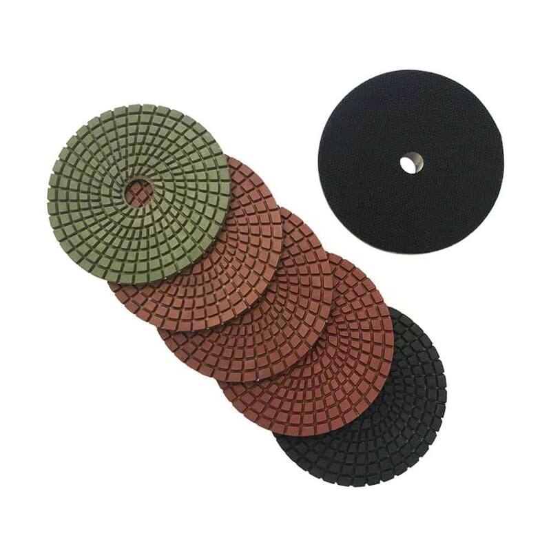 Juego de Almohadillas de Pulido de Diamante Húmedo de 4 pulgadas para Granito Concreto con Respaldo de Goma Resina Oscura 50, 100, 200, 400, 800-Grit - RWP451248R4BP_T