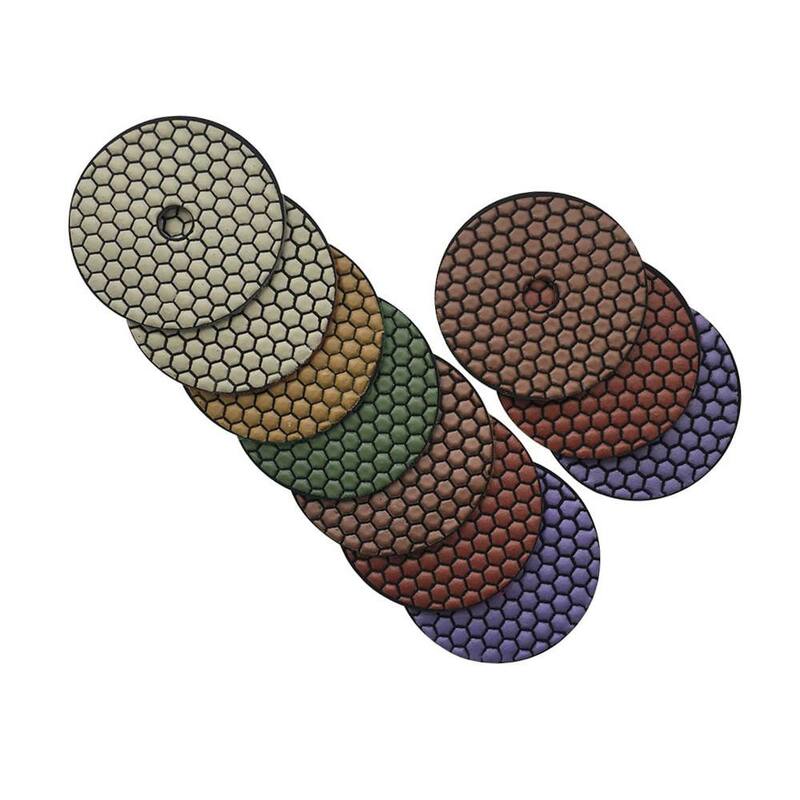 Set de Almohadillas de Pulido en Seco de Diamante de 6 pulgadas para Piedra y Concreto, #50 (2), #100 (2), #200 (2), #400, #800, #1500, #3000 Grit - RDP655112248153