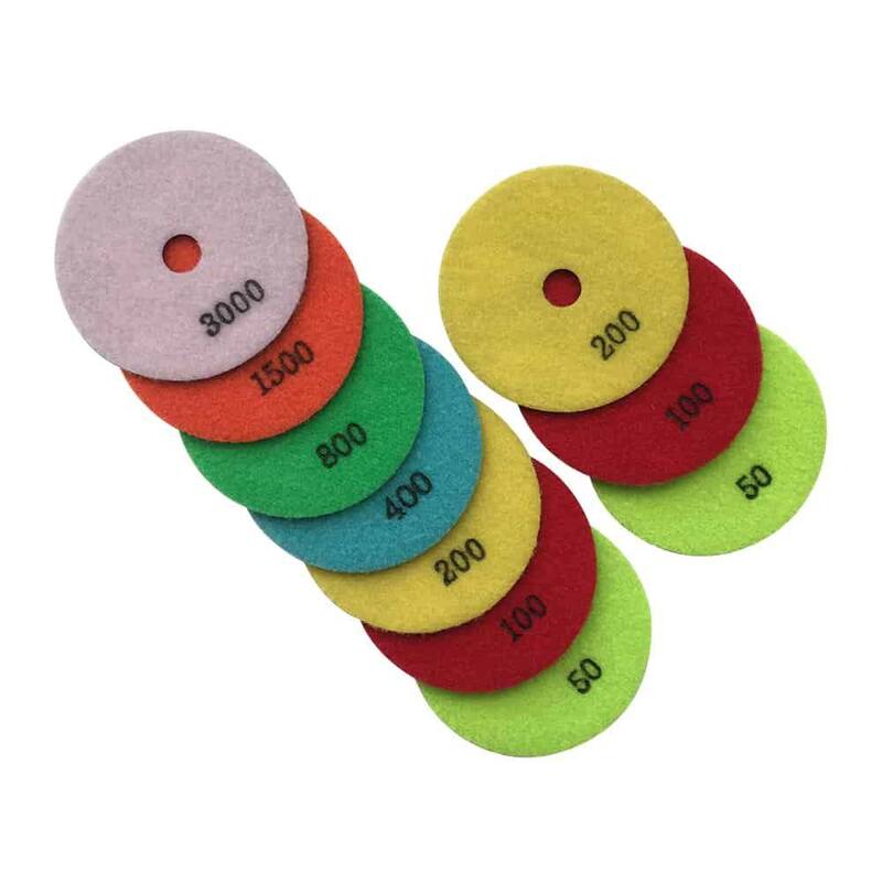 Set de Almohadillas de Pulido en Seco de Diamante de 6 pulgadas para Piedra y Concreto, #50 (2), #100 (2), #200 (2), #400, #800, #1500, #3000 Grit - RDP655112248153