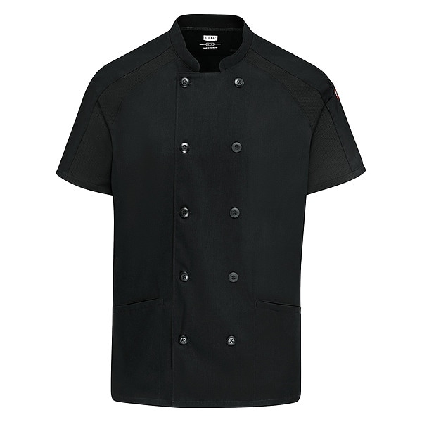 Red Kap Chef Coat, 3XL, Black - 051WBK SS 3XL