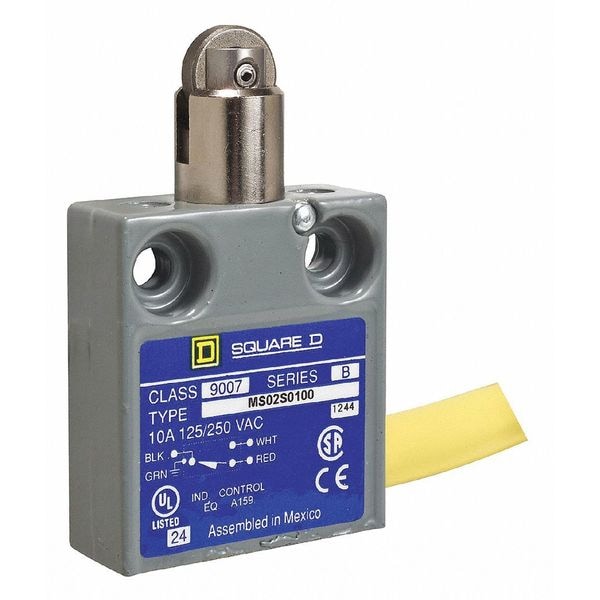 Interruptor de límite Telemecanique Sensors, Émbolo, Rodillo, SPDT, 10A @ 240V AC, Ubicación del actuador: Arriba - 9007MS02S0206