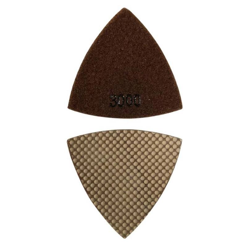 Almohadillas de molienda triangular de 3 pulgadas para herramientas oscilantes, diamante de resina, altura de segmento de 3 mm, grano #3000 - TDP33000_THD