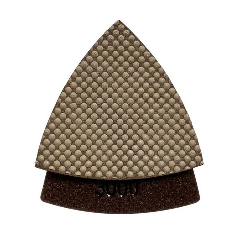 Almohadillas de molienda triangular de 3 pulgadas para herramientas oscilantes, diamante de resina, altura de segmento de 3 mm, grano #3000 - TDP33000_THD