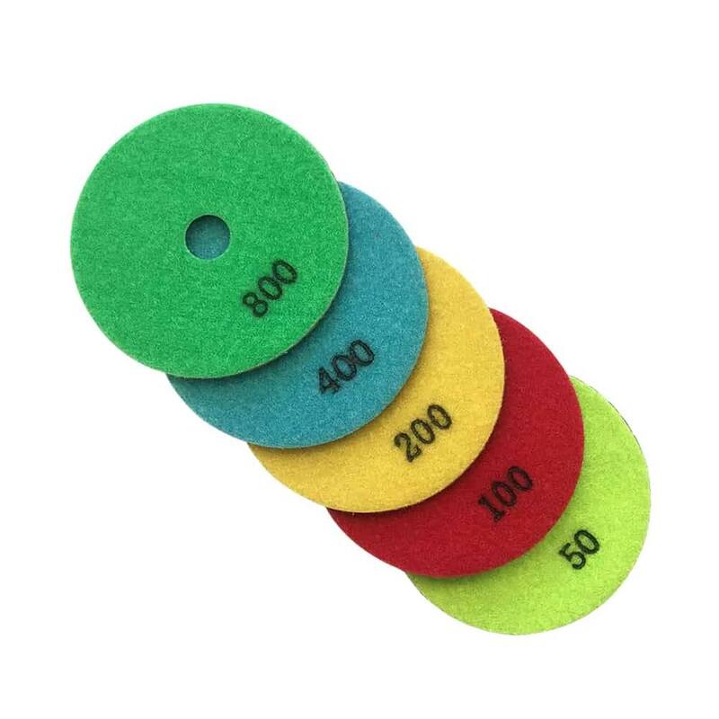 Juego de 4 pads de pulido húmedo de resina oscura con diamante (50, 100, 200, 400, 800 grit) para encimeras de granito y concreto - RWP451248_THD