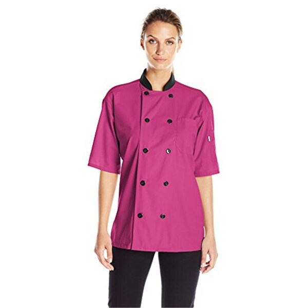 Charlotte Madison Uncommon Threads Womens Havana Chef Coat SS Mesh, Berry - 3XL - CH2181286