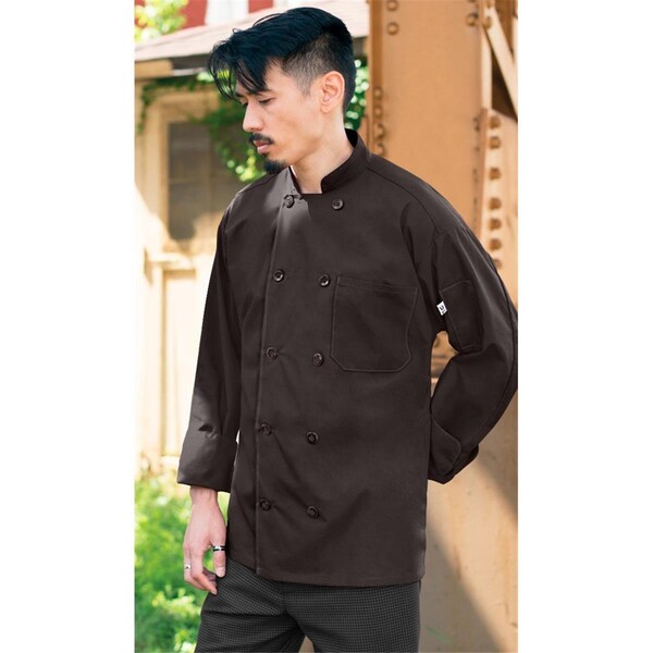 Nathan Caleb 5.25 oz 10 Button Classic Poplin Chef Coat, Slate - Extra Large - NA2025500