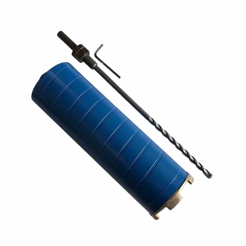Broca de núcleo de diamante en seco de 3 pulgadas para ladrillo y bloque, con una profundidad de perforación de 9.5 pulgadas y adaptador de broca piloto de chuck de 1/2 pulgada - DBP0300A5ADJ11