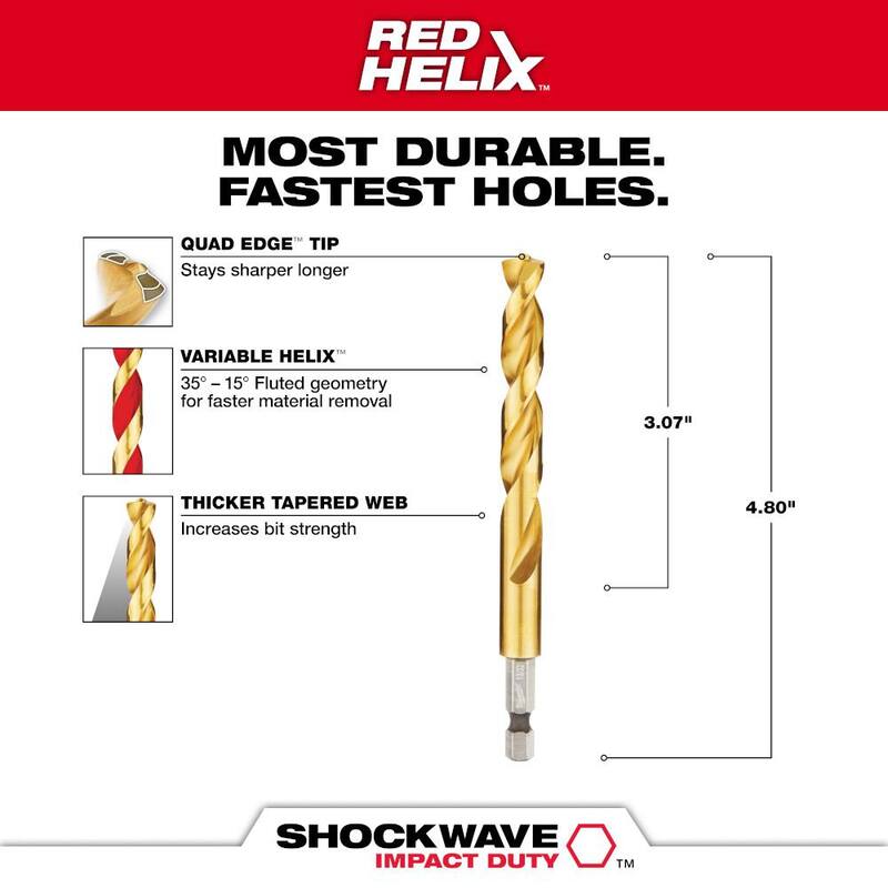 Milwaukee SHOCKWAVE Broca de Titanio de 13/32 pulgadas - 48-89-4623