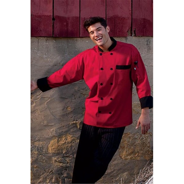 Nathan Caleb Newport Chef Coat 10 Buttons in Red/Black Trim - Medium - NA2032192