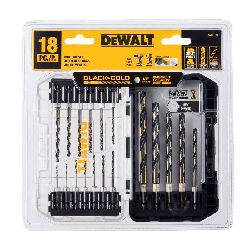 DEWALT Juego de brocas de metal listas para impacto en negro y dorado (18 piezas) - DWAH1188