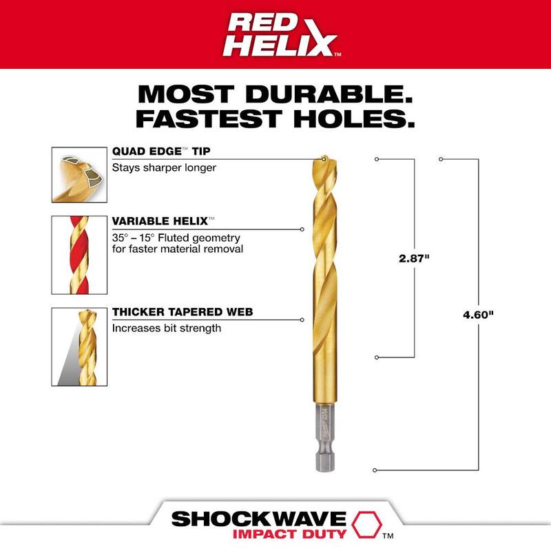 Broca helicoidal de titanio de 23/64 pulg. Milwaukee SHOCKWAVE - 48-89-4620