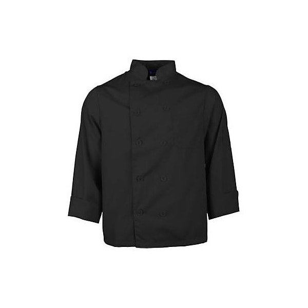 Kng XL Lightweight Long Sleeve Black Chef Coat - 2577BLKXL